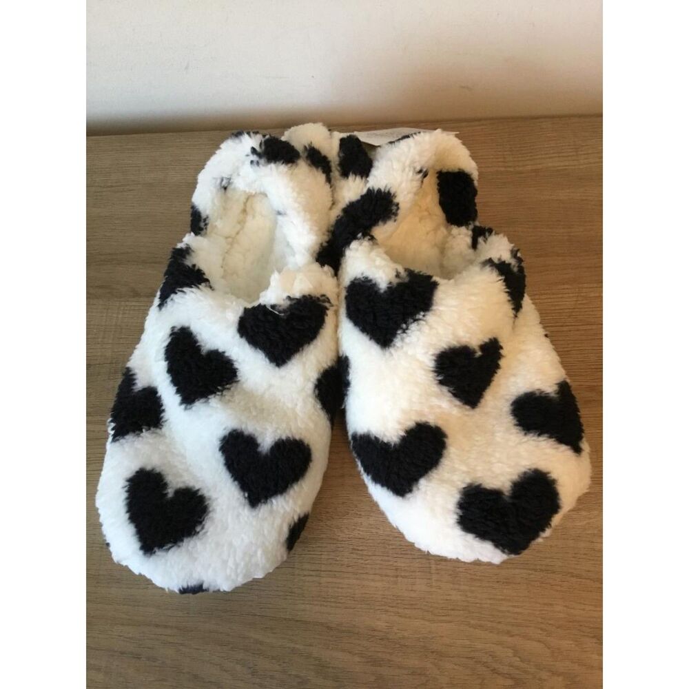 Heart Cozy Slipper Socks with Grippers Size M/L (8-10) NWT